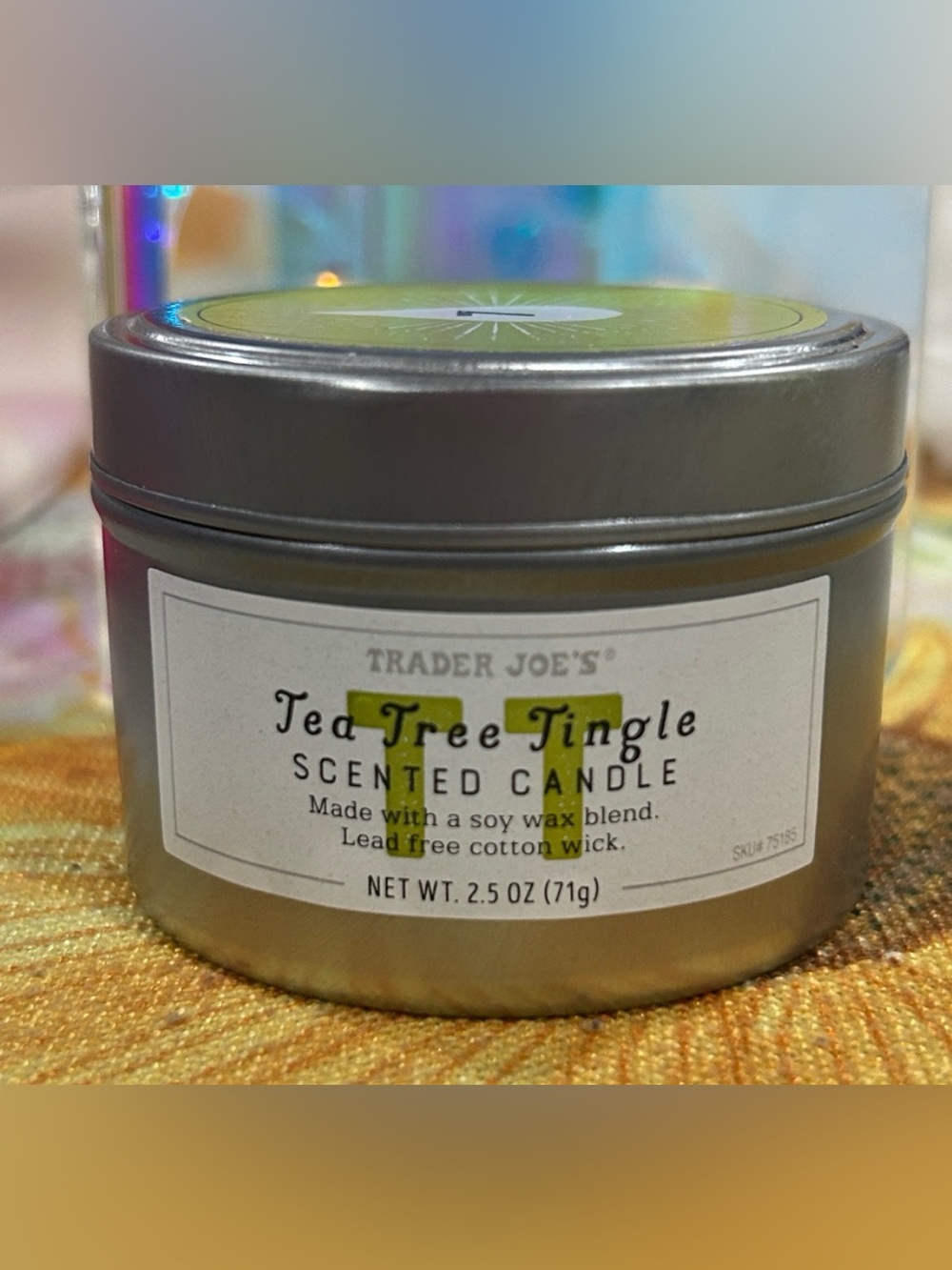 Trader Joe’s Tea Tree Tingle Candle-Soy/Wax Blend. Lead free cotton wick. New.